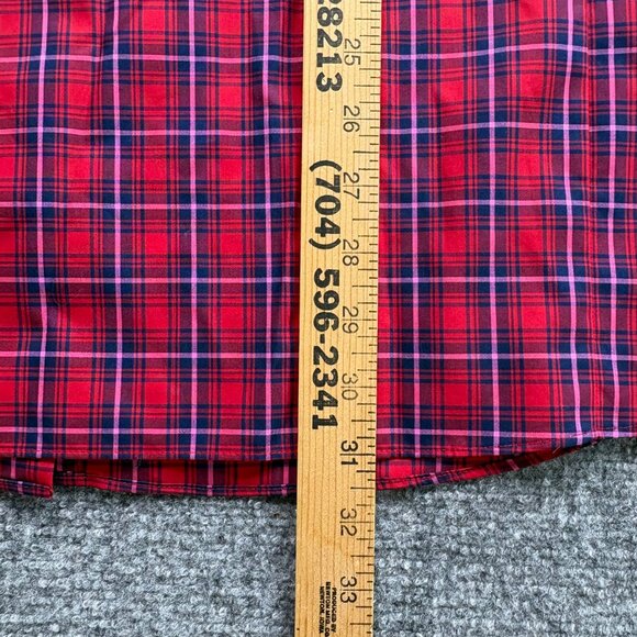 Lands End Shirt Womens 26W Red Blue Plaid No Iron Supima Cotton Button-Down - Picture 12 of 13